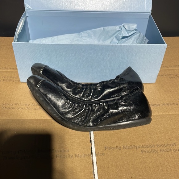 Prada Metallic Cap-Toe Ballerina Flats - Picture 6 of 9